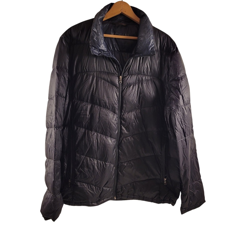 Michael Kors Puffer Jacket Women M Black Good Packable Down Fill Quilted Zip